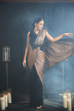 Load image into Gallery viewer, Magnificent Metallic Velvet Gown Saree with Belt - Russet