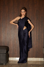 Load image into Gallery viewer, Scintillating Sewed Pleated Saree With Bralette Blouse- Midnight Blue