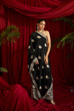 Load image into Gallery viewer, Reyna Gara Glazed Cape With Coordinated Pants- Black