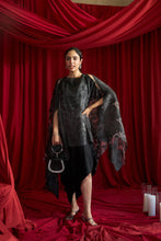 Load image into Gallery viewer, Slip Easy Dress With Organza Cape - Black Mist