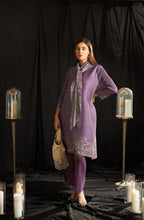 Load image into Gallery viewer, Lowyl Paisley Printed Tunic Set With Scarf- Purple