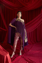 Load image into Gallery viewer, Divine Embroidered Cape with Brocade Pants - Hibiscus