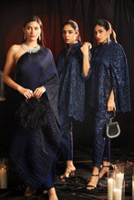 Load image into Gallery viewer, Avyah Off-Shoulder Feather Top with Pants - Midnight Blue