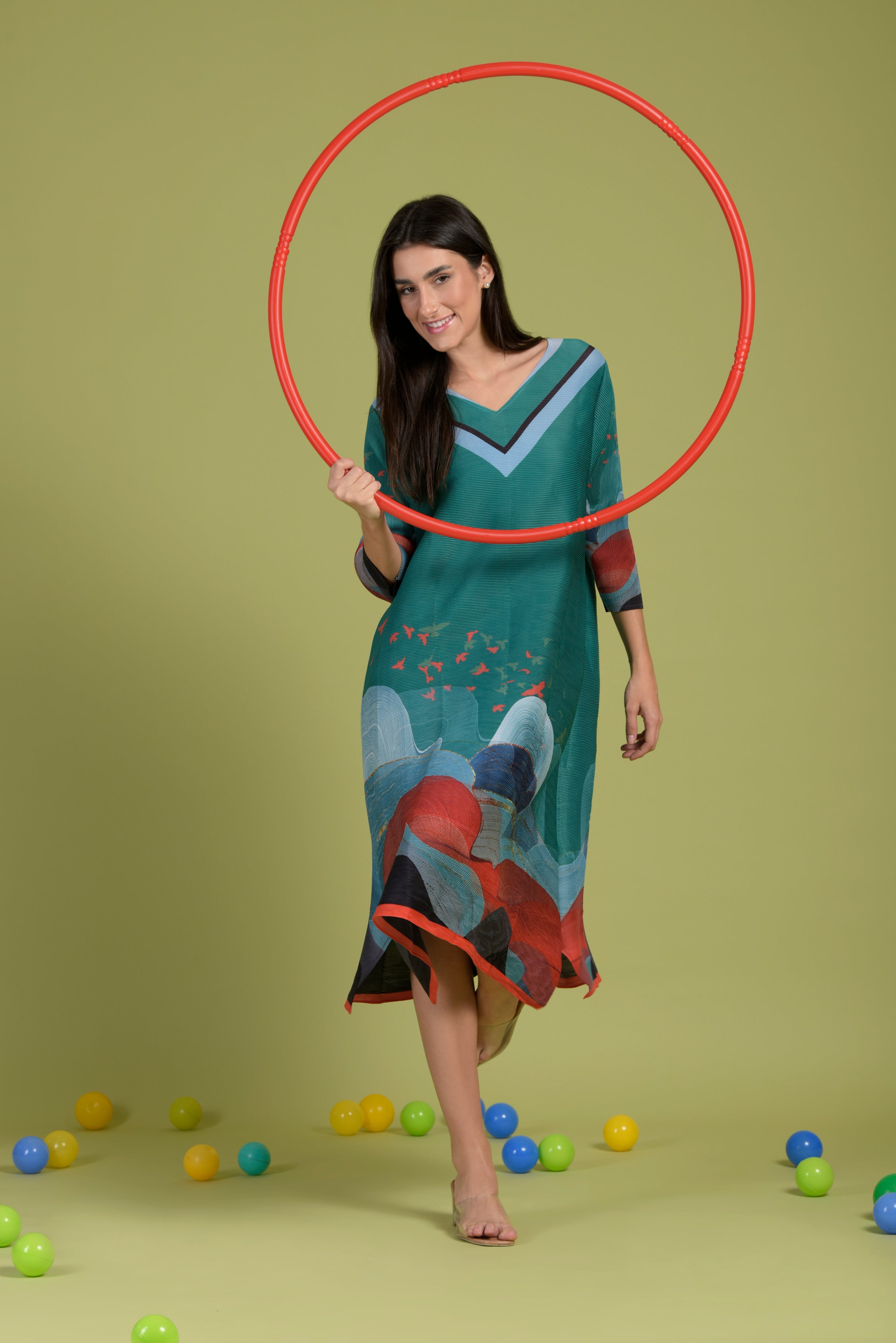 Alissa Abstract Dress - Green Wave