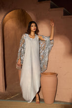 Load image into Gallery viewer, Slip Easy Dress With Chantilily Lace Cape - Silver