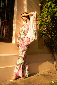 Floral Fantasy Kaftan Shirt Top - Pink Magic