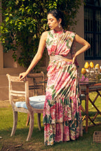 Load image into Gallery viewer, Floral Fantasy Ruffled Skirt Saree with Halter Blouse - Pink Magic