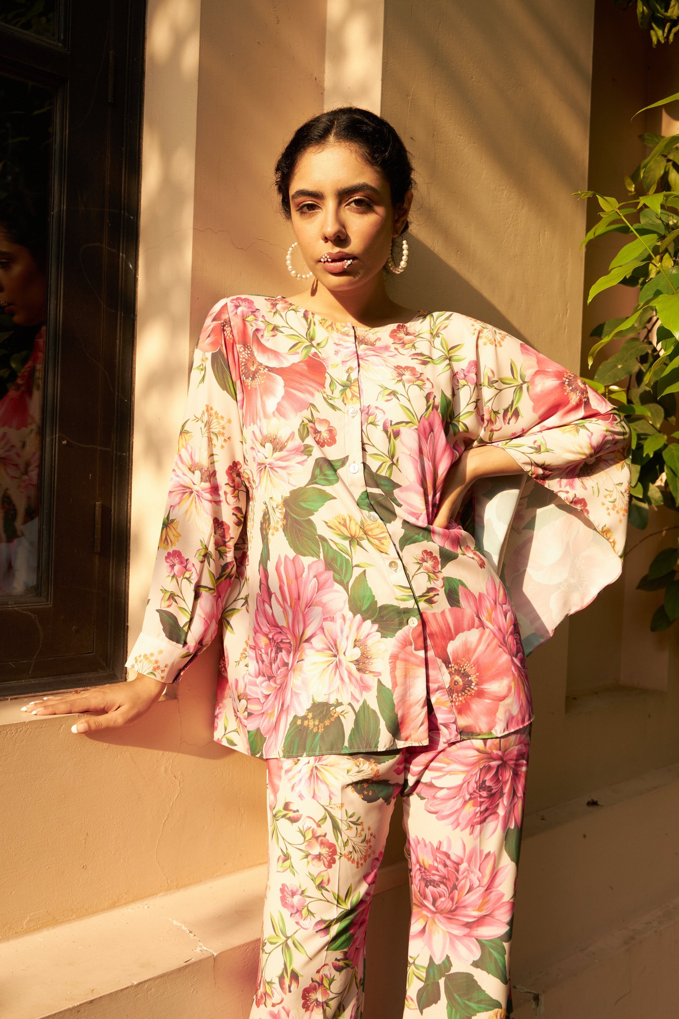 Floral Fantasy Kaftan Shirt Top - Pink Magic