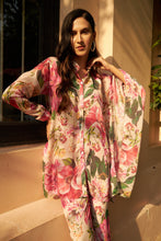 Load image into Gallery viewer, Floral Fantasy Mandarin Collared Kaftan Shirt Top - Pink Magic