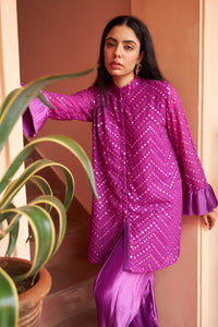 Myra Mirror Work Fragrant Tunic Set - Hibiscus