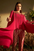 Load image into Gallery viewer, Divine Embroidered Cape with Brocade Pants - Magenta