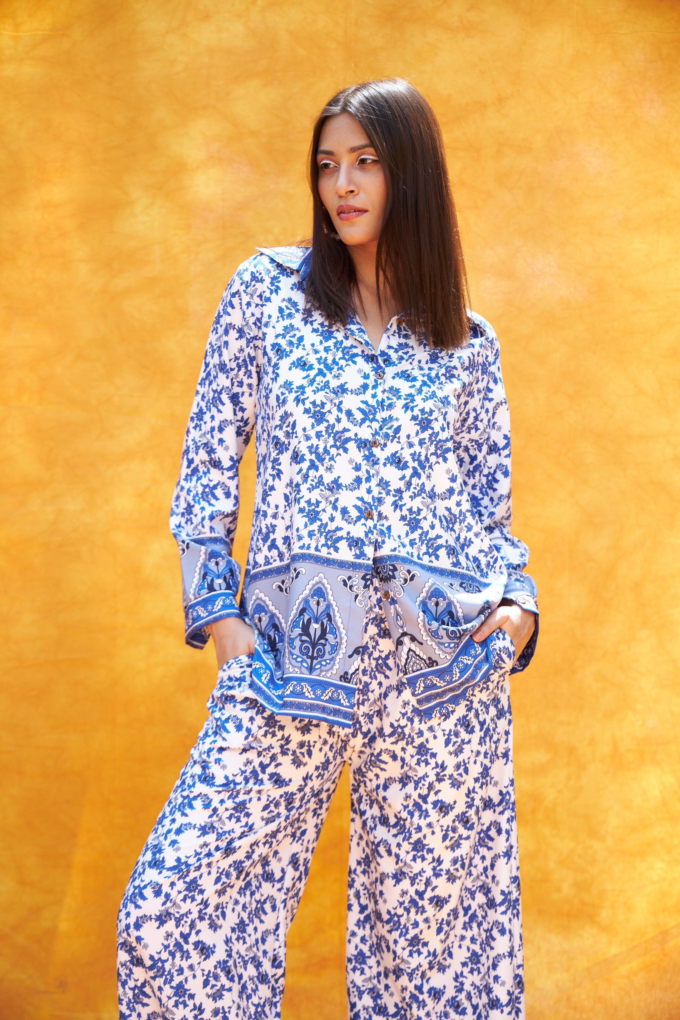 Bohemian Floral Printed Co-ord Set - Blue