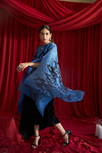 Load image into Gallery viewer, Slip Easy Dress With Organza Cape - Blue and Black