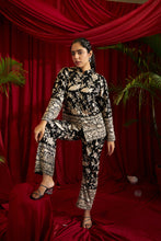 Load image into Gallery viewer, Reyna Gara Glazed Potli Button Jacket With Coordinated Pants- Black