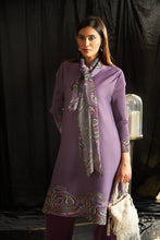 Load image into Gallery viewer, Lowyl Paisley Printed Tunic Set With Scarf- Purple