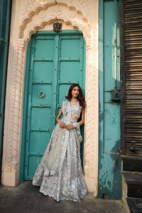 Saira Sequined Symphony Ghaghra And Chunni - Silver