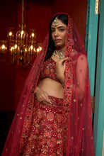 Load image into Gallery viewer, Saira Sequined Symphony Ghaghra And Chunni - Red