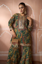 Load image into Gallery viewer, Elizey Paisley Embroidered Sharara Set - Emerald Green