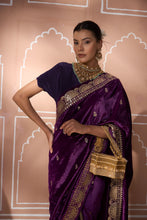 Load image into Gallery viewer, Classy Pleated Saree with Velvet Palla - Purple