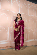 Load image into Gallery viewer, Classy Pleated Saree with Velvet Palla - Maroon