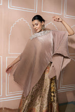 Load image into Gallery viewer, Banarasi Begum Ghaghra with Divine Cape - Ivory &amp; Rose