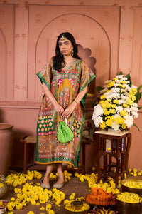 Banarasi Begum Embroidered Kaftan with Pant - Yellow