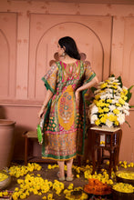 Load image into Gallery viewer, Banarasi Begum Embroidered Kaftan with Pant - Yellow