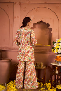 Elizey Paisley Embroidered Sharara Set - Ivory