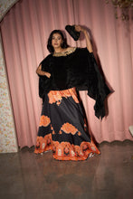 Load image into Gallery viewer, Digital Printed Ghagra with Embellished Blouse - Orange Black