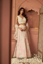 Load image into Gallery viewer, Saira Floral Embroidered Ghaghra with Pearl Blouse And Chunni - Pastels