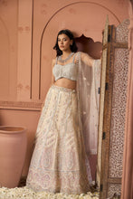 Load image into Gallery viewer, Saira Embroidered Ghaghra with Pearl Blouse And Chunni - Pastels