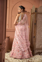 Load image into Gallery viewer, Saira Floral Embroidered Ghaghra with Sequence Blouse And Chunni - Rose Pink