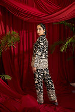 Load image into Gallery viewer, Reyna Gara Glazed Potli Button Jacket With Coordinated Pants- Black