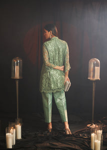 Seraphic Sequins Floral Fragrant Tunic Set - Pistachio