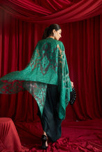 Load image into Gallery viewer, Slip Easy Dress With Organza Cape - Emerald Green