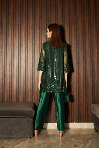 Sarah Sequins Fragrant Tunic Set- Emerald Green