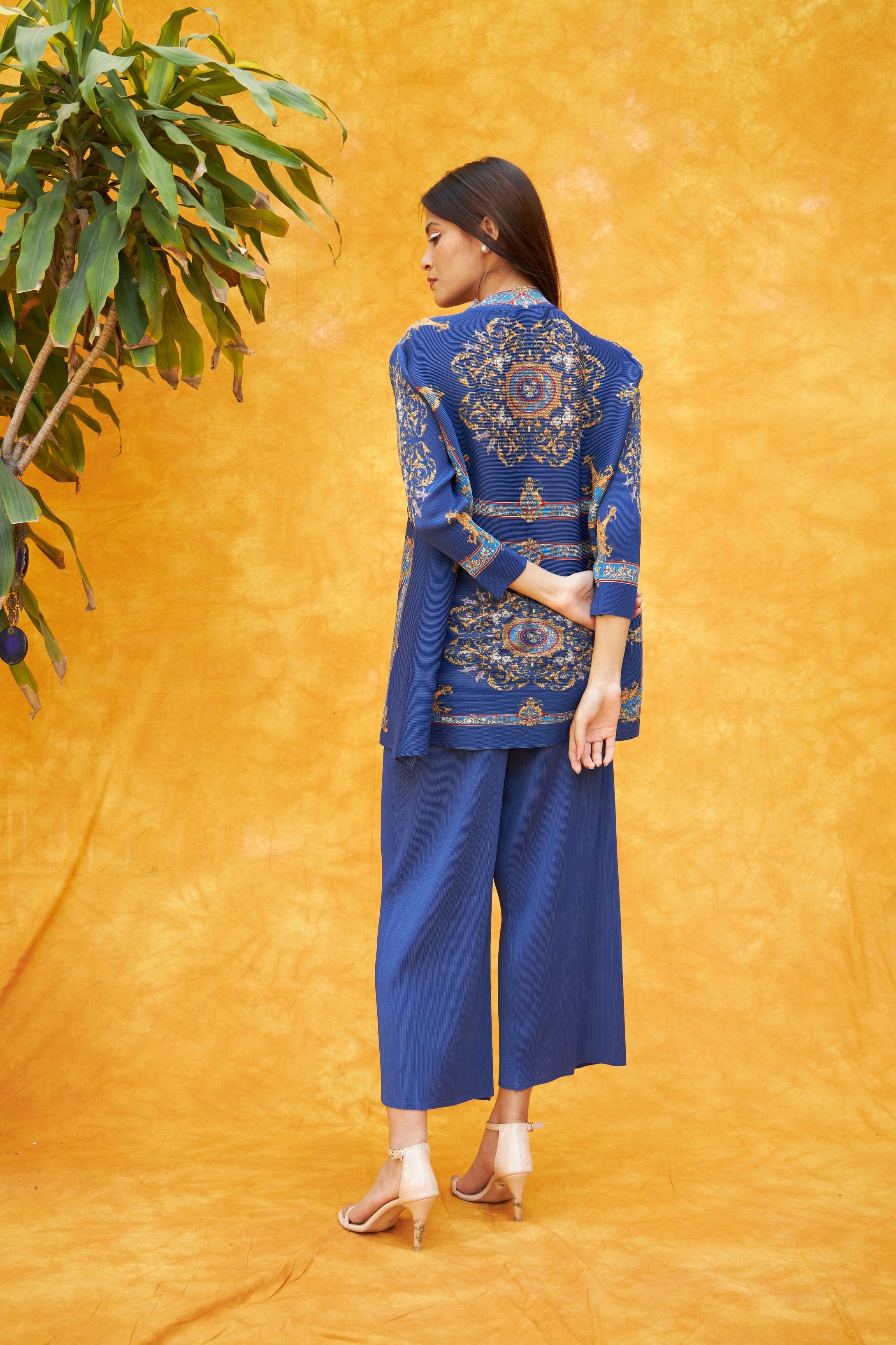 Medusa Renaissance Print Co-ord Set- Blue