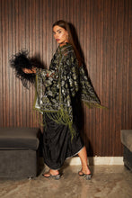 Load image into Gallery viewer, Slip Easy Dress with Floral Fringe Cape- Olive