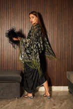 Load image into Gallery viewer, Slip Easy Dress with Floral Fringe Cape- Olive