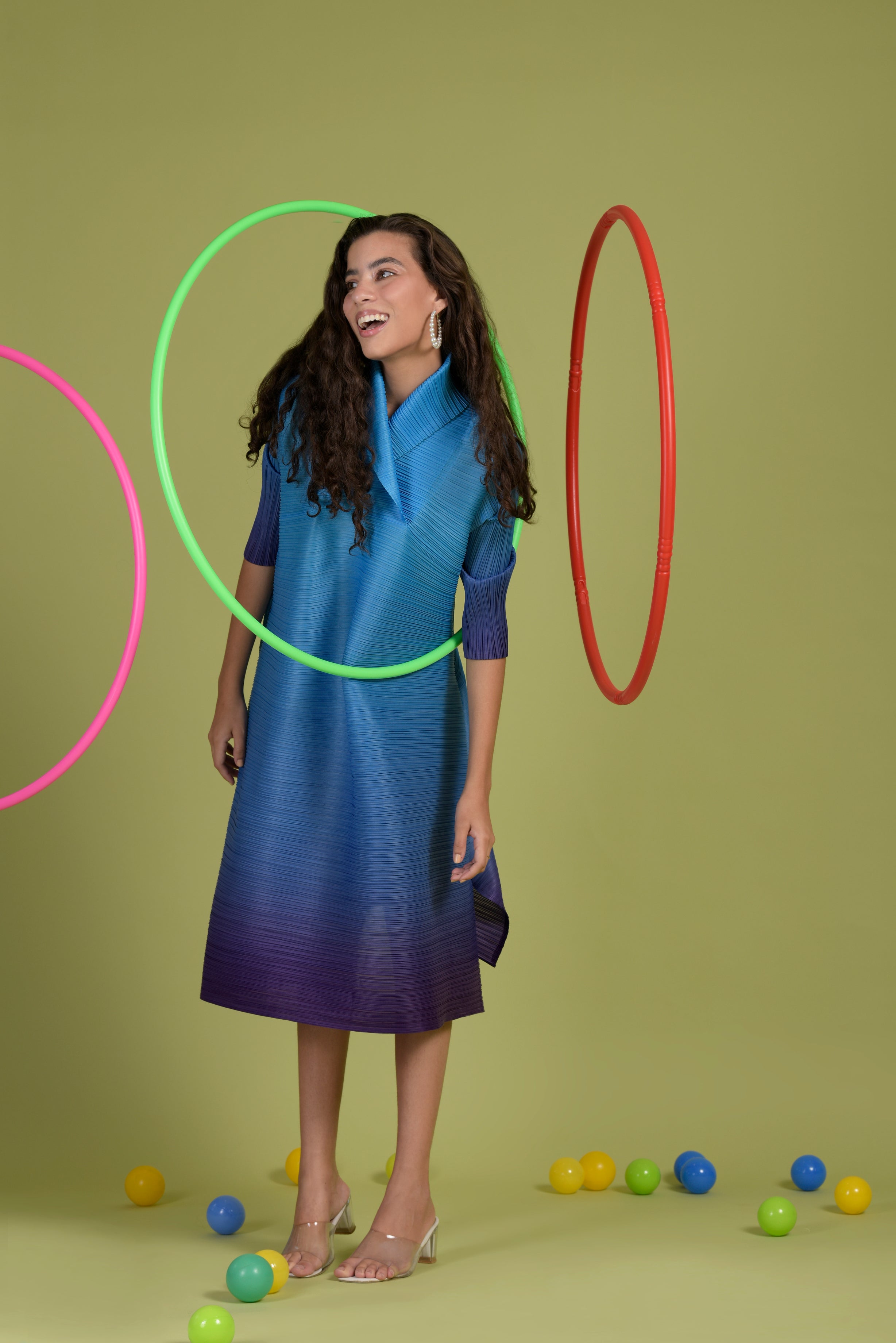 Gradient Greece Classic Flared Dress - Blue