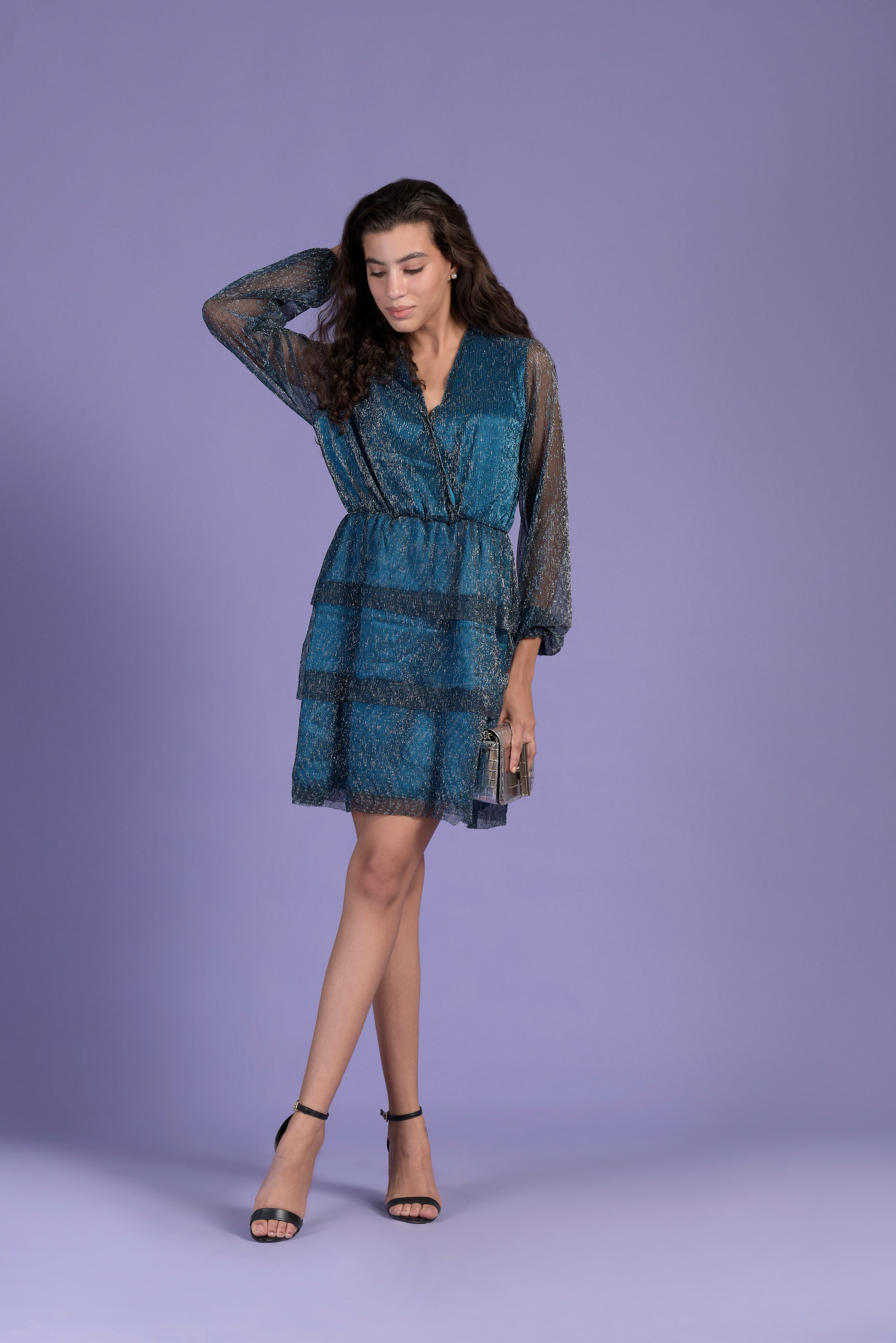 Divine Plunge Mini Dress - Teal