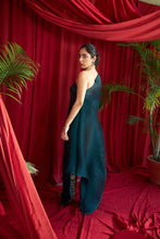 Load image into Gallery viewer, Reyna Gara Glazed Pleated Off-shoulder Cape Coordinated with Straight Pants- Teal