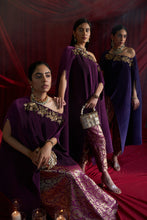 Load image into Gallery viewer, Divine Embroidered Cape with Brocade Pants - Hibiscus