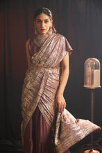 Load image into Gallery viewer, Magnificent Metallic Gown Saree with Belt - Wine