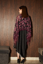 Load image into Gallery viewer, Slip Easy Dress with Floral Fringe Cape- Wine