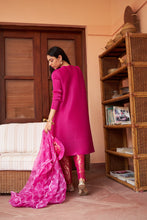 Load image into Gallery viewer, Elegant Pleated &amp; Brocade Tunic Set with Dupatta and Potli- Magenta