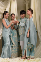 Load image into Gallery viewer, KURTA SET WITH GARA GLAZED JACKET - AQUA BLUE