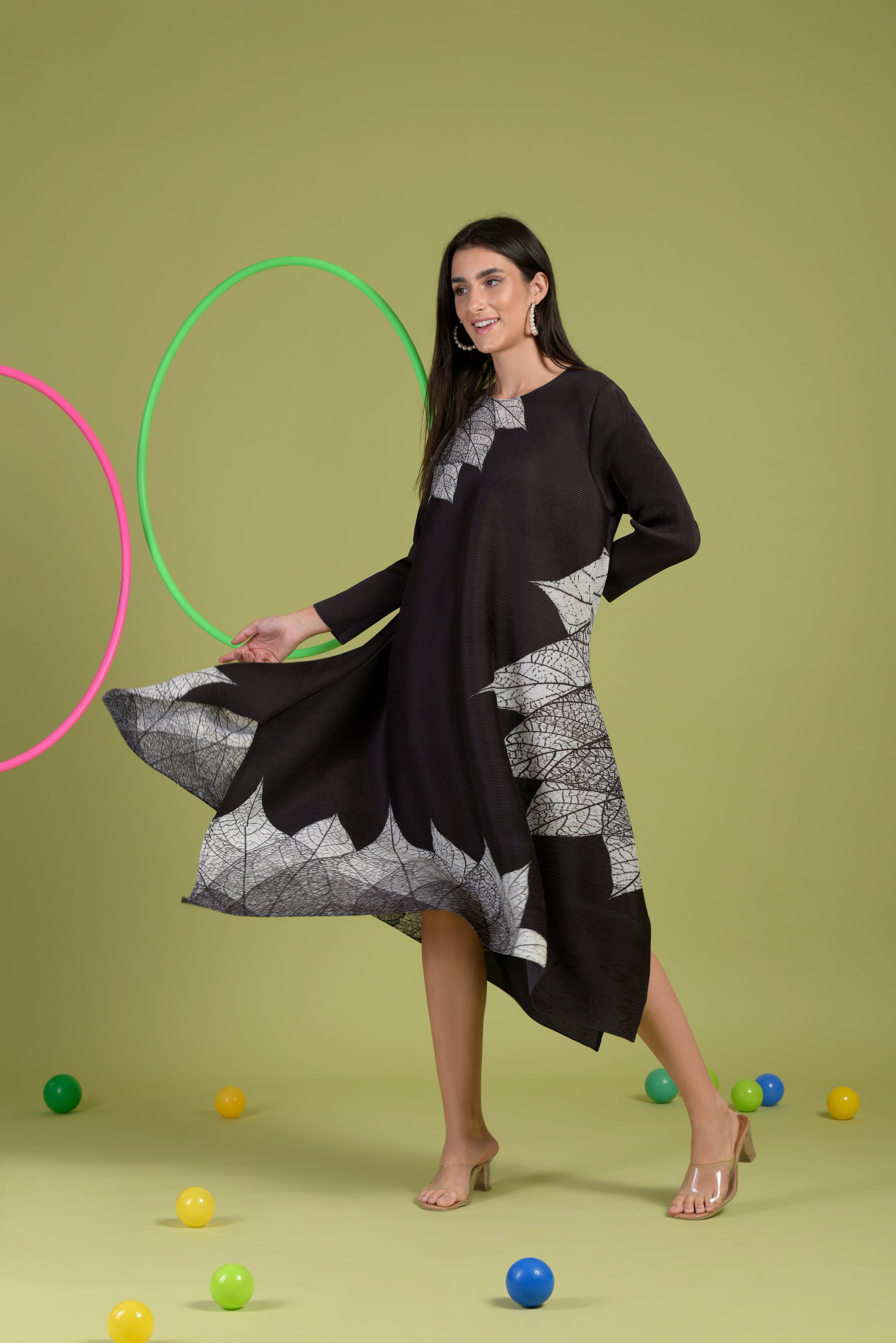 Alissa  Abstract Geometrical Dress - Black