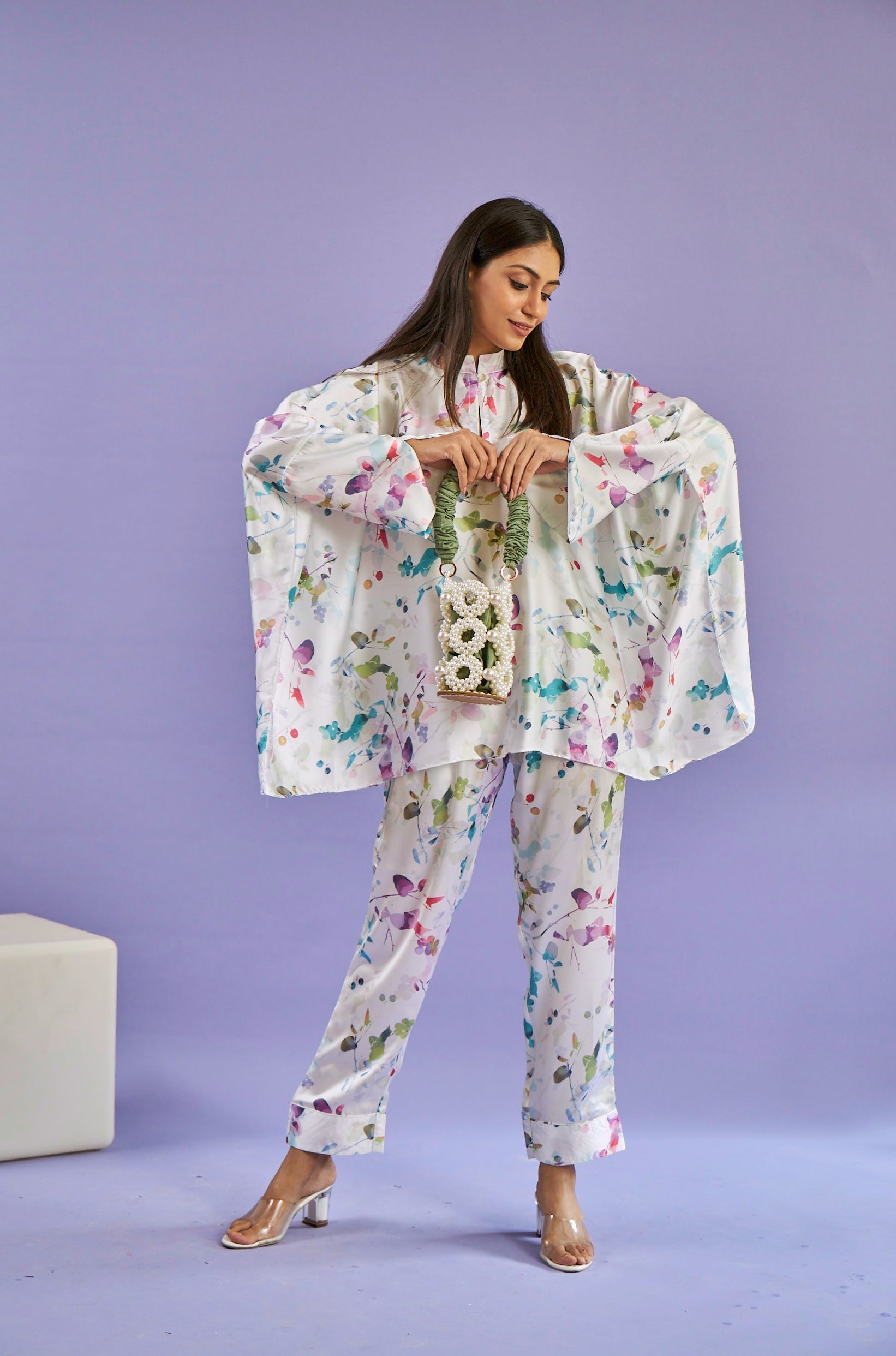 Olivia Abstract Co-ord Set - White