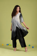 Load image into Gallery viewer, Siciley Satin Silk Cinched In Dress with Ombré Pleated Pants- Black